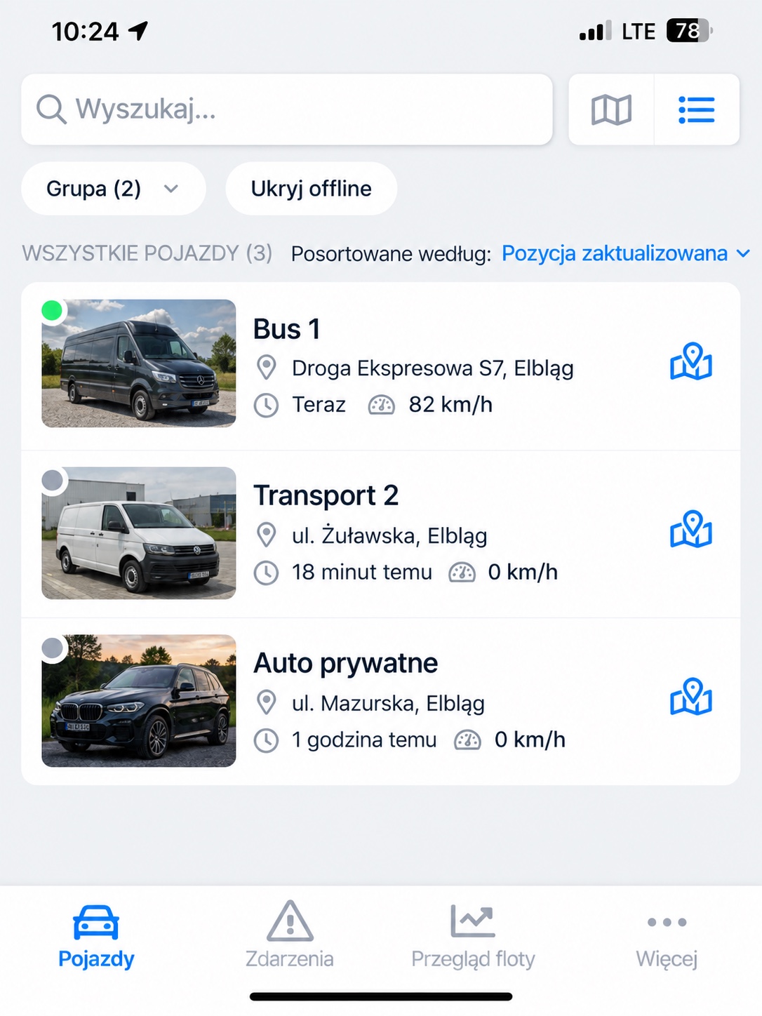 Lista pojazdów — GEOZAB